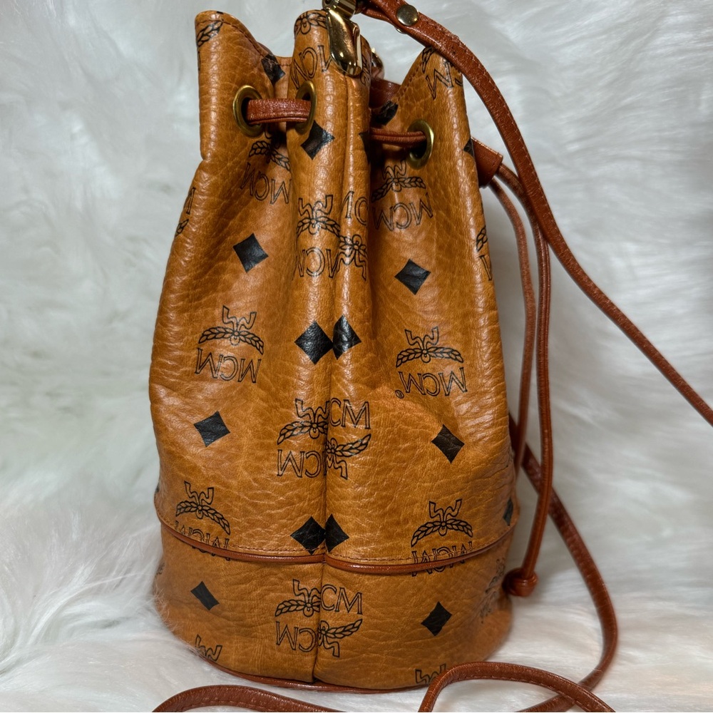 MCM Visetos Leather-Trimmed Bucket Bag - Picture 2 of 11